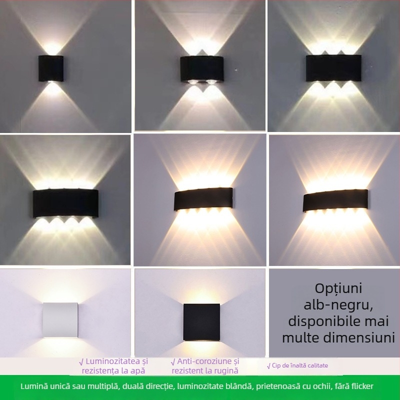 Lampă de perete exterior cu LED, abajur din aluminiu și corp din aluminiu, tensiune ≤36V
