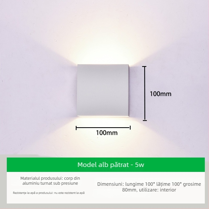 Lampă de perete exterior cu LED, abajur din aluminiu și corp din aluminiu, tensiune ≤36V