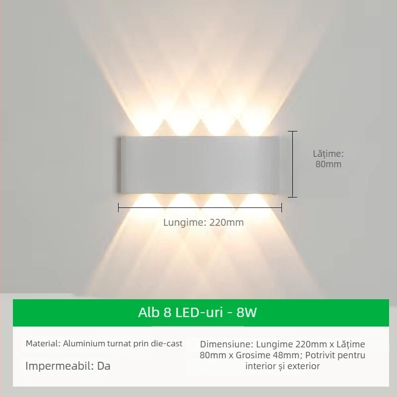 Lampă de perete exterior cu LED, abajur din aluminiu și corp din aluminiu, tensiune ≤36V