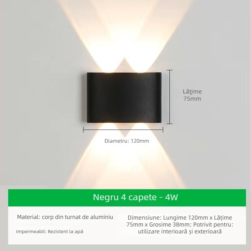 Lampă de perete exterior cu LED, abajur din aluminiu și corp din aluminiu, tensiune ≤36V
