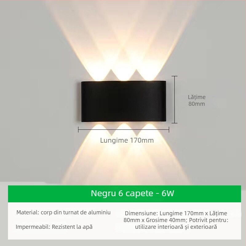 Lampă de perete exterior cu LED, abajur din aluminiu și corp din aluminiu, tensiune ≤36V