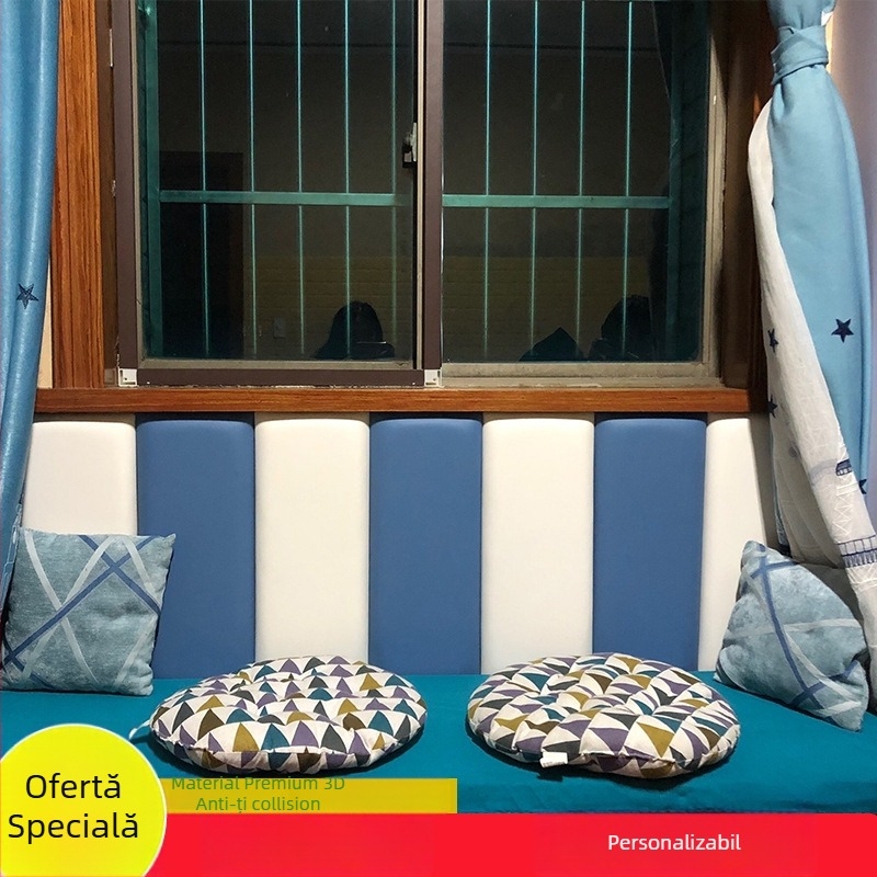 Covoraș moale de protecție pentru perete pentru copii, autocolant tip tatami, pentru cap și spate — PVC, stil desen animat, model monocrom, personalizabil, potrivit pentru living, dormitor, exterior, restaurant