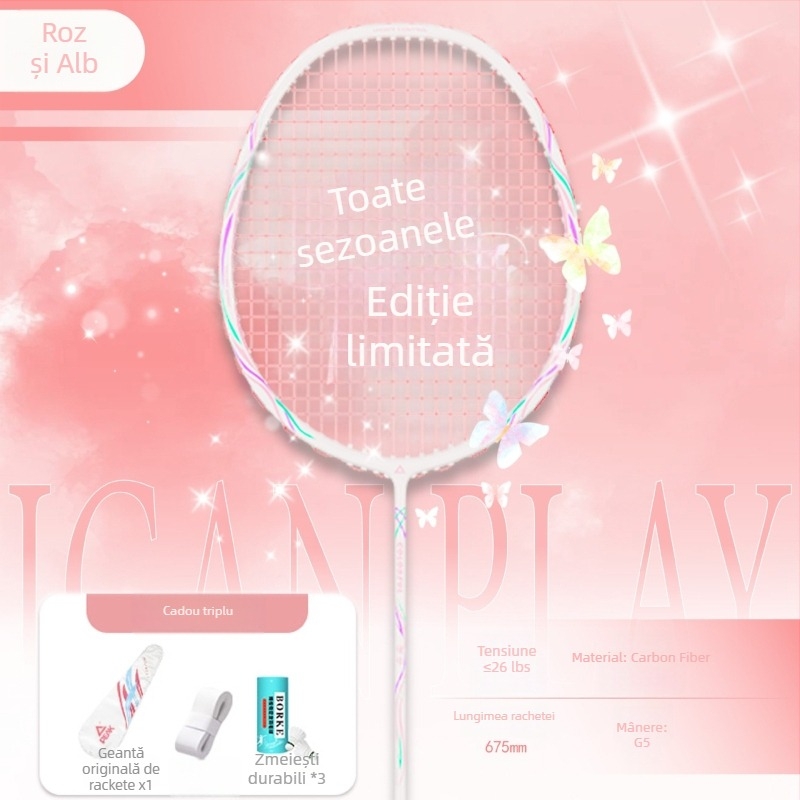Rachetă de badminton cu cadru din fibră de carbon (greutate 85-89 g; mâner G5; lovitură directă; duritate a axului moderată)