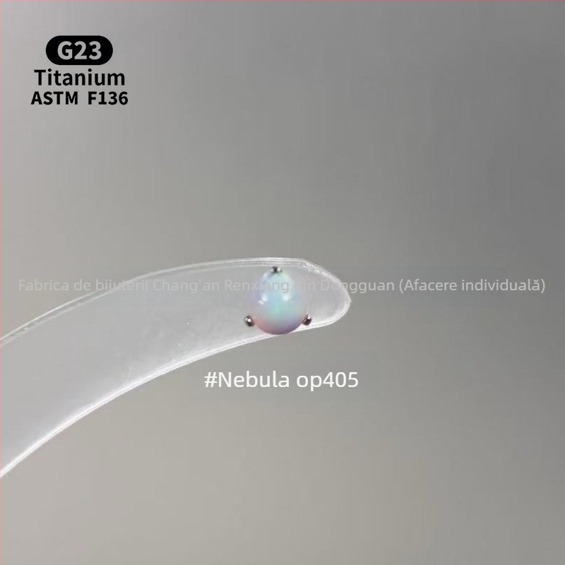 Cercei unisex geometrici cu opal din aliaj de titan F136, finisaj lustruit, filet intern pentru buze/urechi