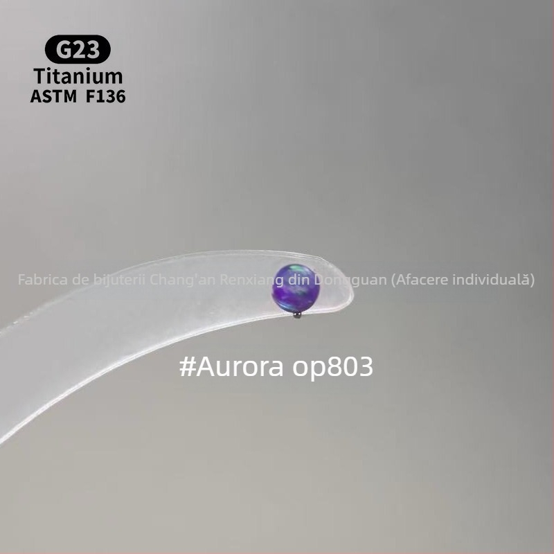 Cercei unisex geometrici cu opal din aliaj de titan F136, finisaj lustruit, filet intern pentru buze/urechi