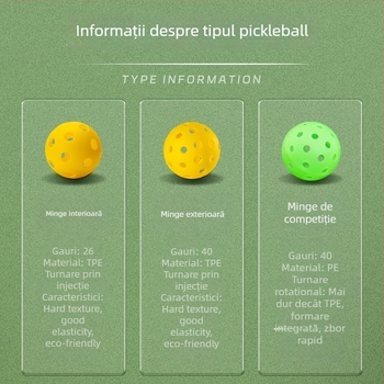 Set de mingi pickleball pentru interior – 26/40 găuri, materiale TPE/PE, construcție rotomoldată monobloc