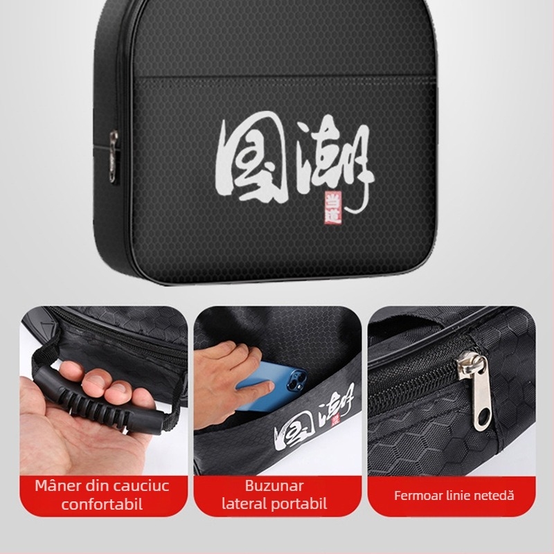 Baon geantă de pescuit din pânză, cu design cu două niveluri pentru depozitare accesorii de pescuit