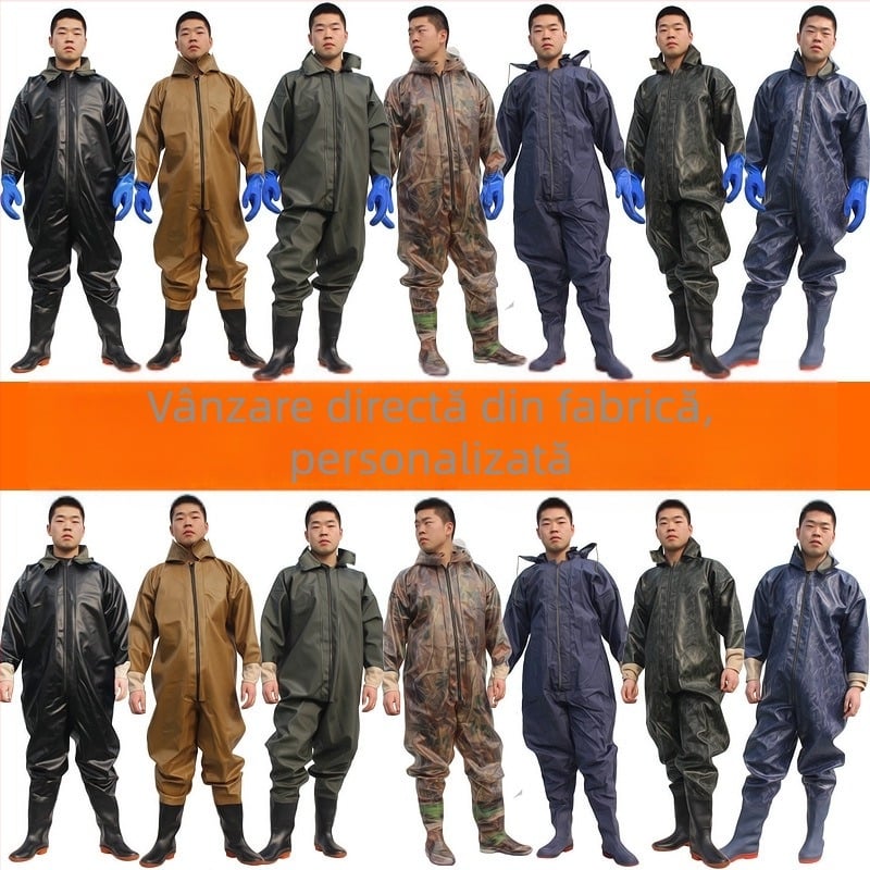 Pantaloni impermeabili de tip wading pentru pescuit – țesătură PVC tricotată, uscare rapidă, rezistenți la uzură, rezistenți la vânt, rezistenți la acizi și baze, model HXE009