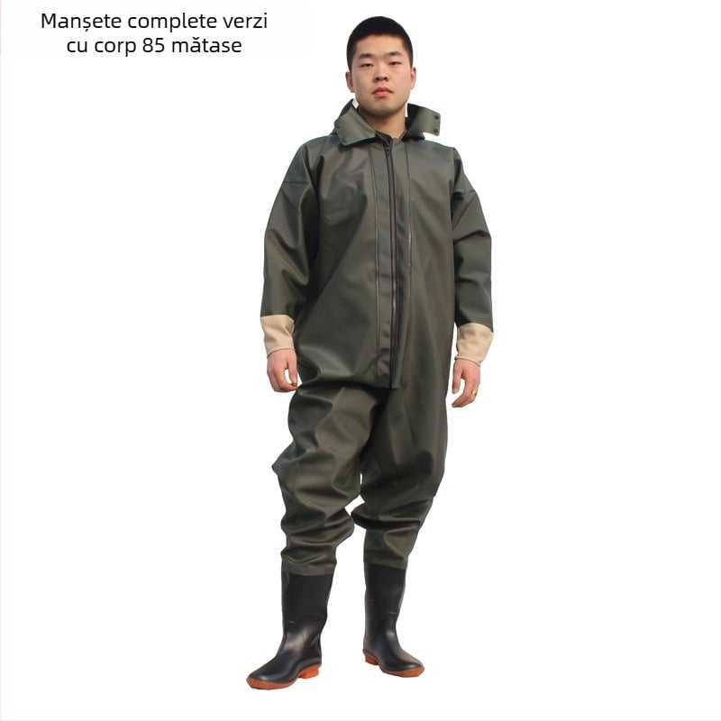 Pantaloni impermeabili de tip wading pentru pescuit – țesătură PVC tricotată, uscare rapidă, rezistenți la uzură, rezistenți la vânt, rezistenți la acizi și baze, model HXE009