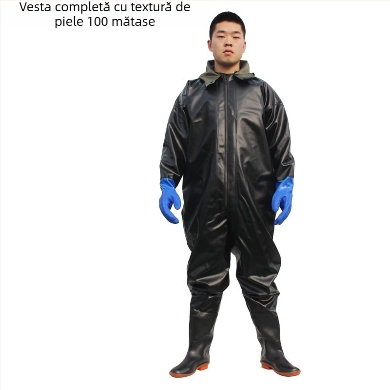 Pantaloni impermeabili de tip wading pentru pescuit – țesătură PVC tricotată, uscare rapidă, rezistenți la uzură, rezistenți la vânt, rezistenți la acizi și baze, model HXE009