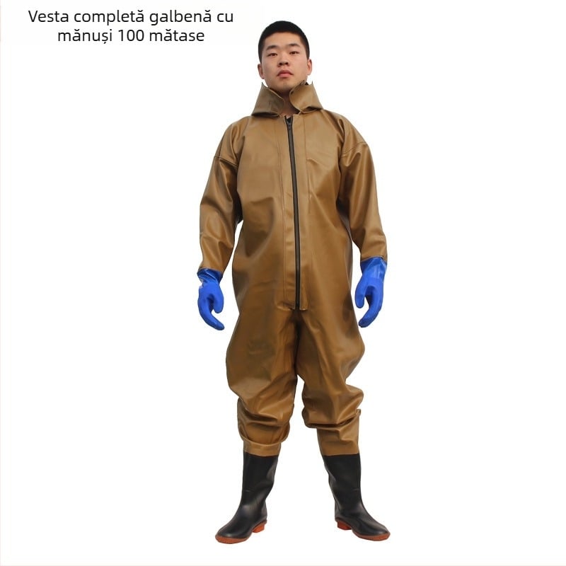 Pantaloni impermeabili de tip wading pentru pescuit – țesătură PVC tricotată, uscare rapidă, rezistenți la uzură, rezistenți la vânt, rezistenți la acizi și baze, model HXE009