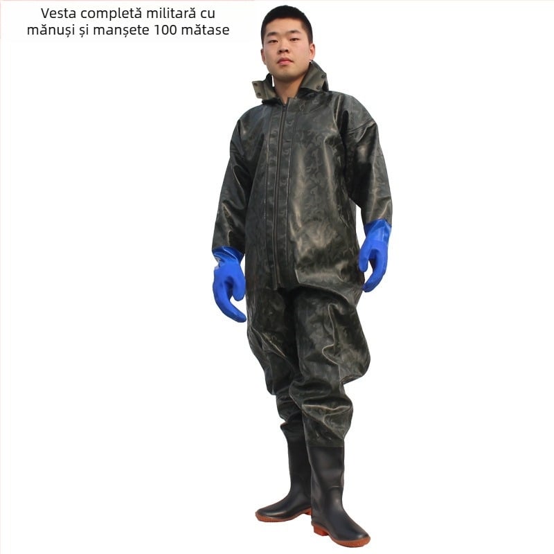 Pantaloni impermeabili de tip wading pentru pescuit – țesătură PVC tricotată, uscare rapidă, rezistenți la uzură, rezistenți la vânt, rezistenți la acizi și baze, model HXE009