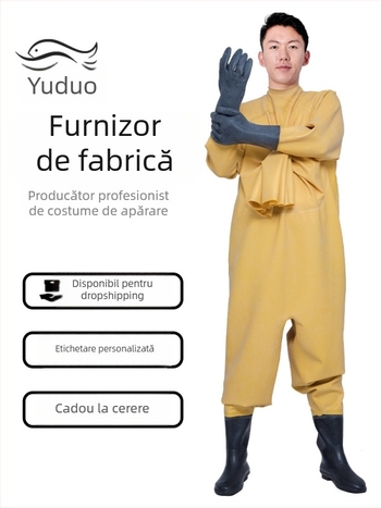 Pantaloni de pescuit din cauciuc, acoperire totală a corpului, 0 buzunare, fără vestă