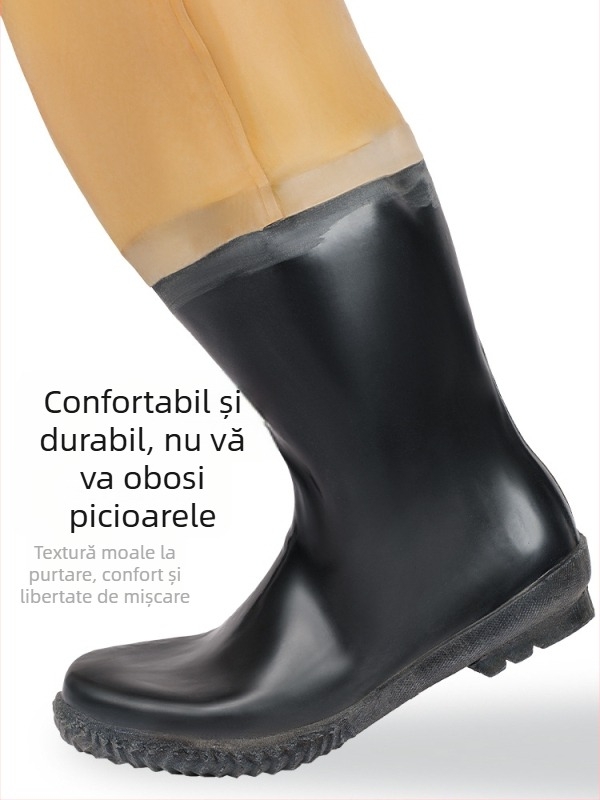 Pantaloni de pescuit din cauciuc, acoperire totală a corpului, 0 buzunare, fără vestă
