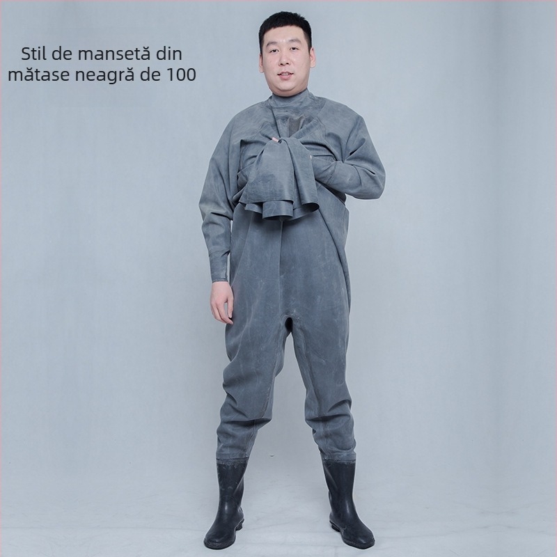 Pantaloni de pescuit din cauciuc, acoperire totală a corpului, 0 buzunare, fără vestă