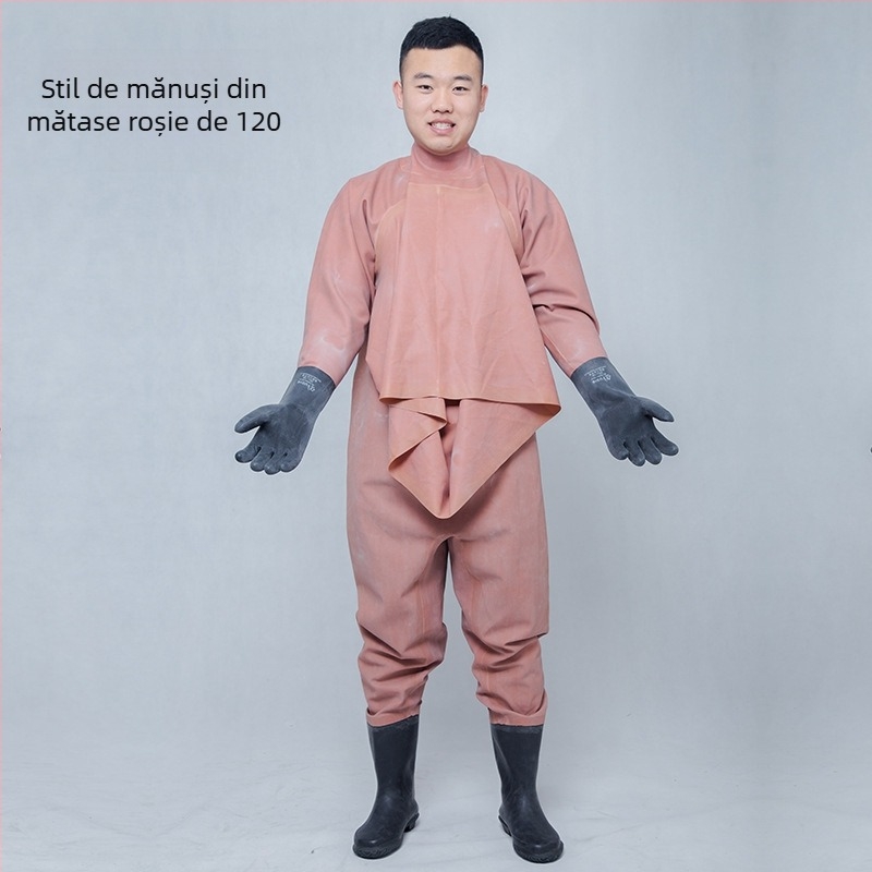 Pantaloni de pescuit din cauciuc, acoperire totală a corpului, 0 buzunare, fără vestă