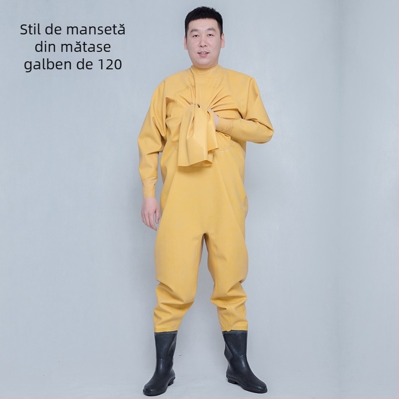 Pantaloni de pescuit din cauciuc, acoperire totală a corpului, 0 buzunare, fără vestă