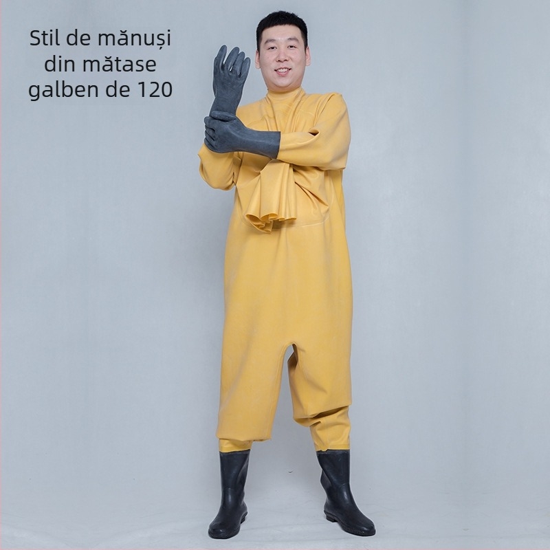 Pantaloni de pescuit din cauciuc, acoperire totală a corpului, 0 buzunare, fără vestă