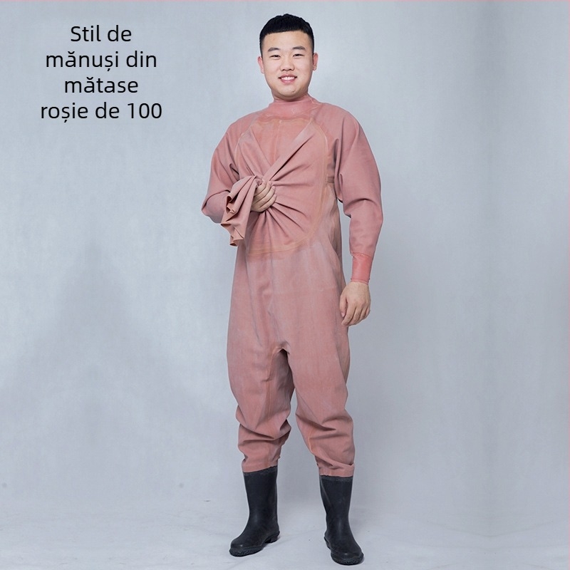 Pantaloni de pescuit din cauciuc, acoperire totală a corpului, 0 buzunare, fără vestă