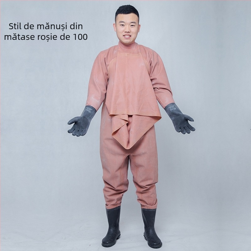 Pantaloni de pescuit din cauciuc, acoperire totală a corpului, 0 buzunare, fără vestă