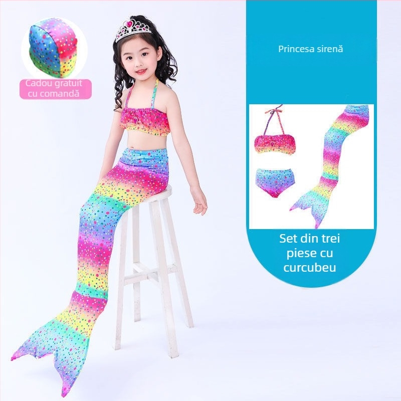 Set fete: rochie prințesă sirenă cu coadă și costum de baie, pentru fete • Material: nailon • Vinylon 96–100% • Căptușeală: polipropilenă 96–100%