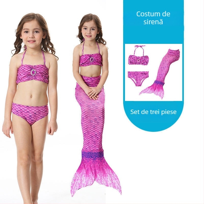 Set fete: rochie prințesă sirenă cu coadă și costum de baie, pentru fete • Material: nailon • Vinylon 96–100% • Căptușeală: polipropilenă 96–100%