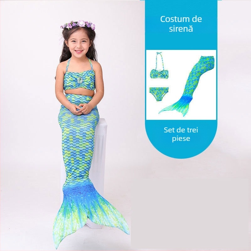 Set fete: rochie prințesă sirenă cu coadă și costum de baie, pentru fete • Material: nailon • Vinylon 96–100% • Căptușeală: polipropilenă 96–100%