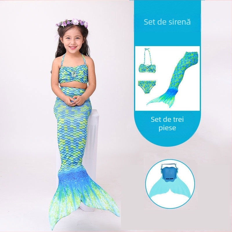 Set fete: rochie prințesă sirenă cu coadă și costum de baie, pentru fete • Material: nailon • Vinylon 96–100% • Căptușeală: polipropilenă 96–100%