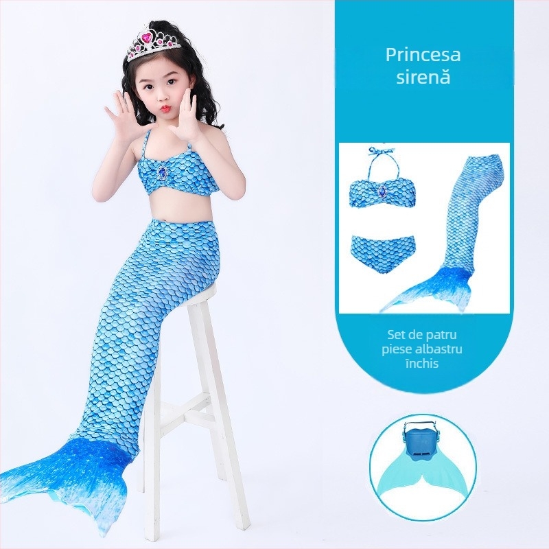 Set fete: rochie prințesă sirenă cu coadă și costum de baie, pentru fete • Material: nailon • Vinylon 96–100% • Căptușeală: polipropilenă 96–100%