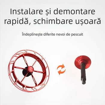 Mulinetă de pescuit tip spinning cu disc metalic ultra-ușor, montaj ușor, mecanism anti-alunecare a liniei, cadran manual, greutate 40 g