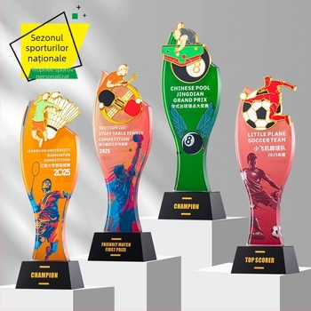 Trofeu sportiv de cristal cu logo personalizabil, greutate aproximativă 1 kg, Hanghao