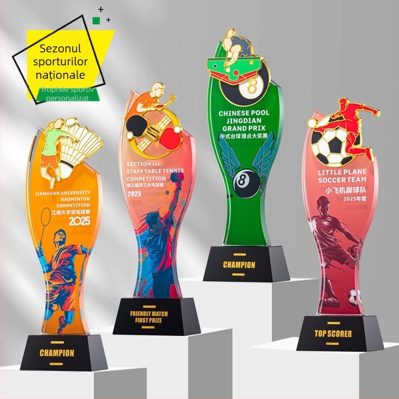 Trofeu sportiv de cristal cu logo personalizabil, greutate aproximativă 1 kg, Hanghao