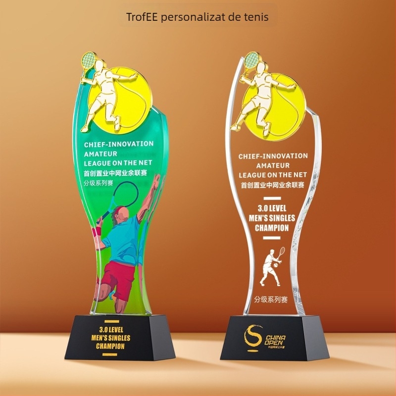 Trofeu sportiv de cristal cu logo personalizabil, greutate aproximativă 1 kg, Hanghao