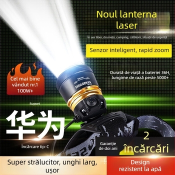 Fanar frontal LED reîncărcabil pentru pescuit de noapte, cu baterie 18650, rază 200–500 m, autonomie 2–10 ore