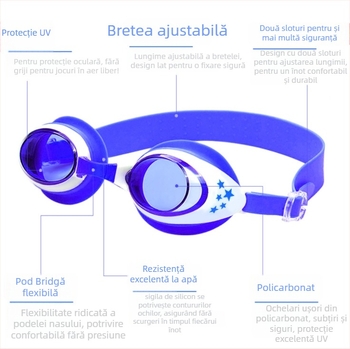 Set pentru copii: Cască de înot din silicon și ochelari anti ceață cu lentile din policarbonat, design rechin