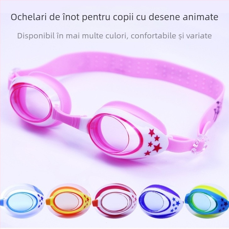 Set pentru copii: Cască de înot din silicon și ochelari anti ceață cu lentile din policarbonat, design rechin