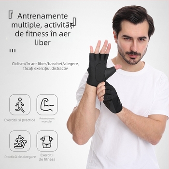Mănuși de sport cu degetul jumătate pentru ciclism — unisex, adulți, grosime medie, design cu degetul jumătate, pentru exerciții și ciclism