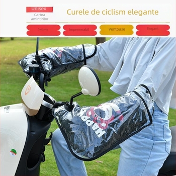 Husă pentru ghidonul motocicletei electrice, cu căptușeală fleece pentru iarnă, PVC impermeabil, groasă