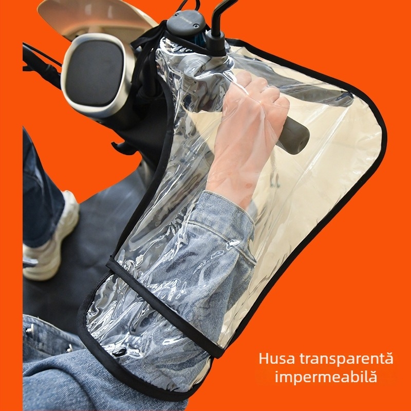 Husă pentru ghidonul motocicletei electrice, cu căptușeală fleece pentru iarnă, PVC impermeabil, groasă