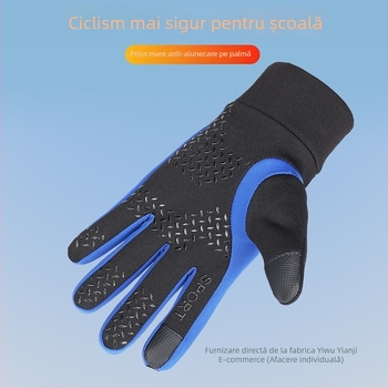 Mănuși pentru copii pentru ski și ciclism, iarnă, căptușite cu fleece, calde și rezistente la vânt (Hit along)