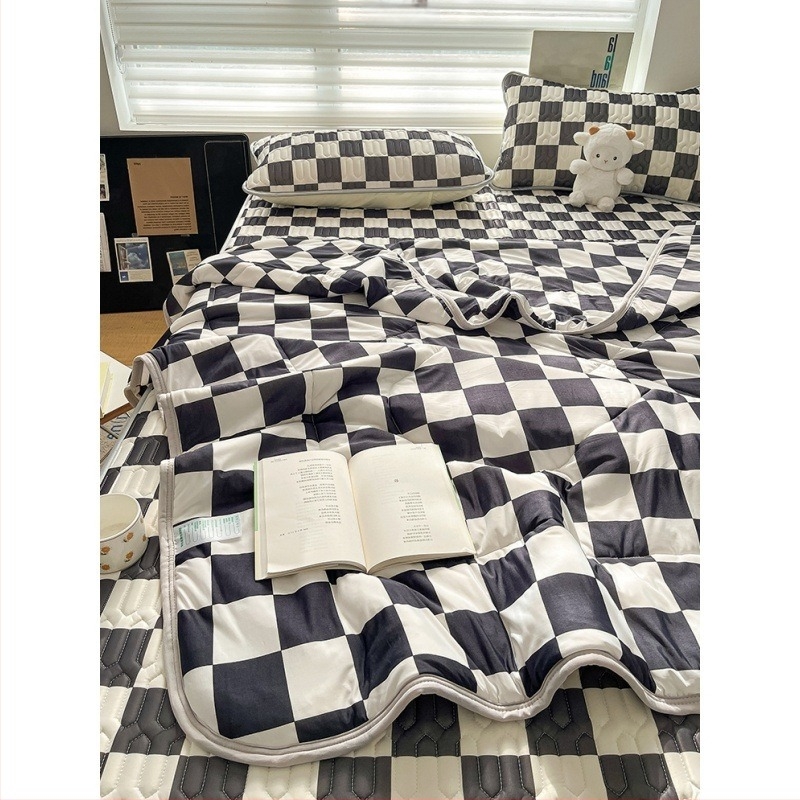 Covoraș din latex – mată din ice silk, model simplu cu valuri și puncte, stil modern minimalist, set de patru piese, conținut latex sub 70%