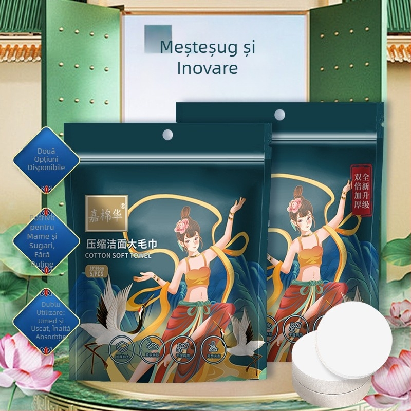 Texture Prosop comprimat pentru față din fibre vegetale, grosime extra, 50 g+, de unică folosință, pentru călătorii