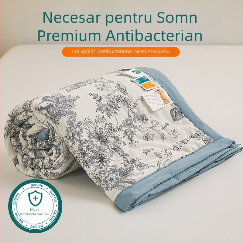 Jielia 7A Cuvertură de vară din bumbac lavabil, țesătură din bumbac lavat, umplutură poliester, imprimare reactiva și vopsire, stil Proaspăt