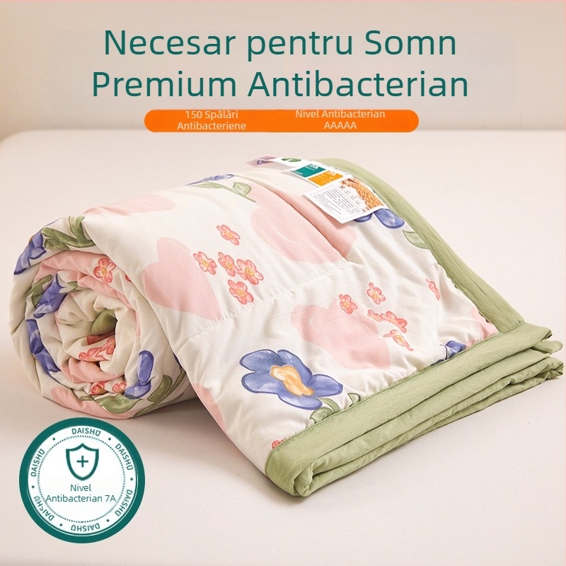 Jielia 7A Cuvertură de vară din bumbac lavabil, țesătură din bumbac lavat, umplutură poliester, imprimare reactiva și vopsire, stil Proaspăt