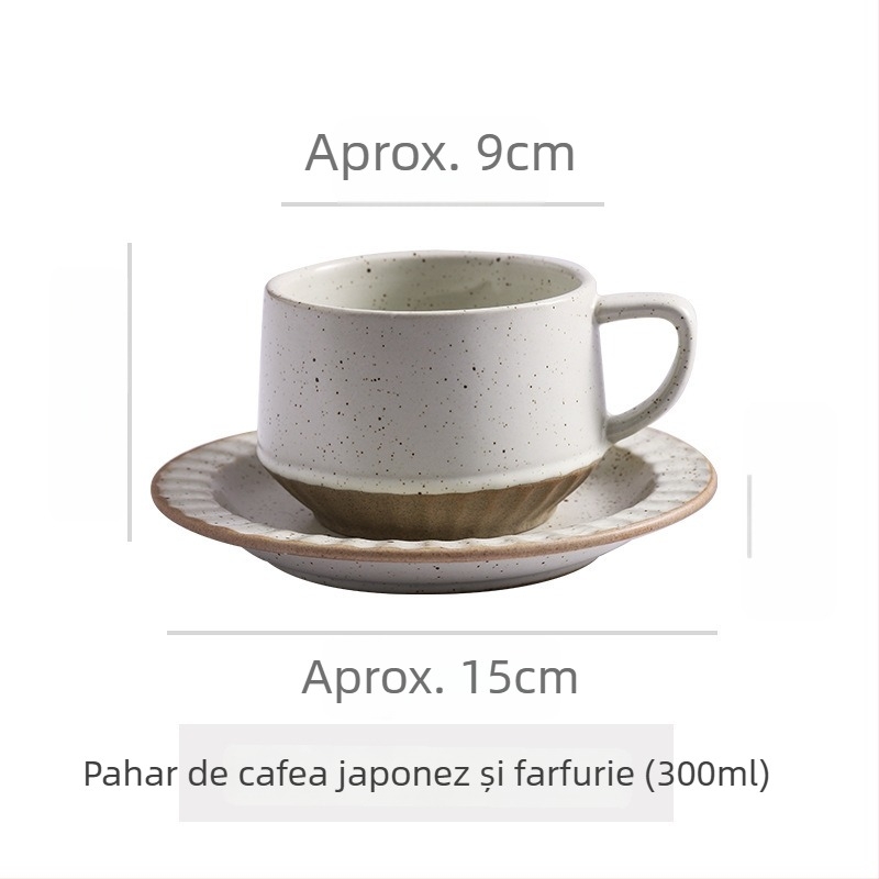 Ceașcă de cafea din ceramică, cu model floral, stil retro, set de două piese, potrivită pentru microunde și rezistentă la temperaturi înalte