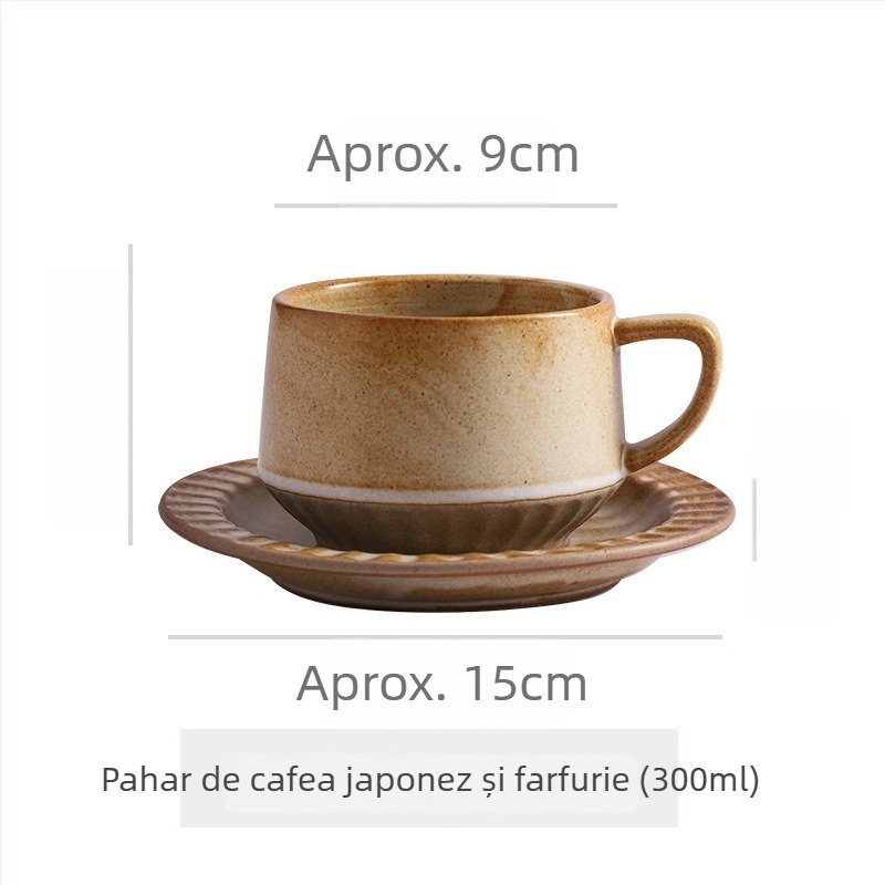 Ceașcă de cafea din ceramică, cu model floral, stil retro, set de două piese, potrivită pentru microunde și rezistentă la temperaturi înalte