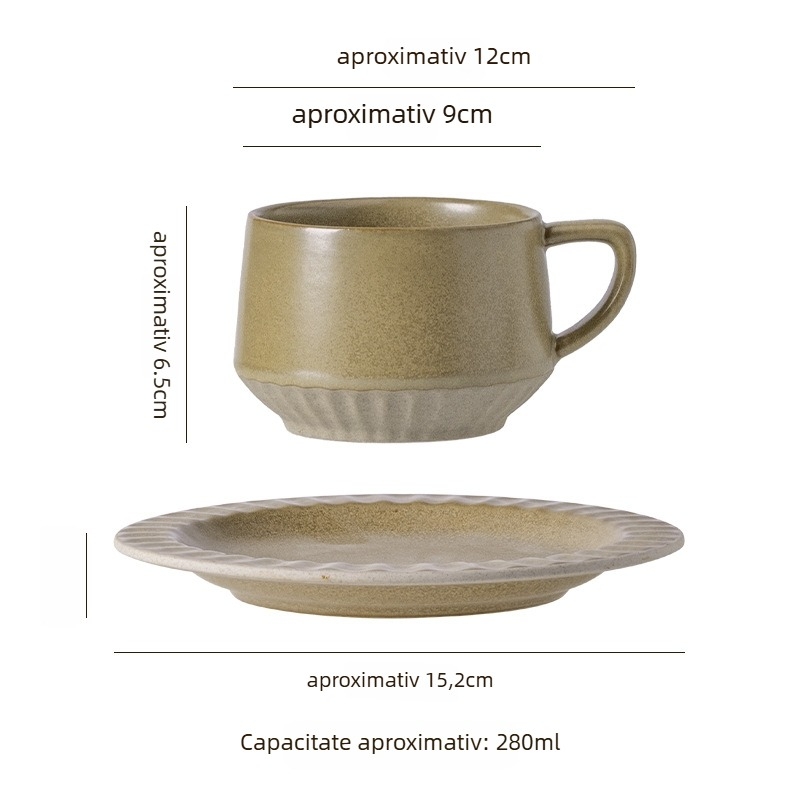Ceașcă de cafea din ceramică, cu model floral, stil retro, set de două piese, potrivită pentru microunde și rezistentă la temperaturi înalte