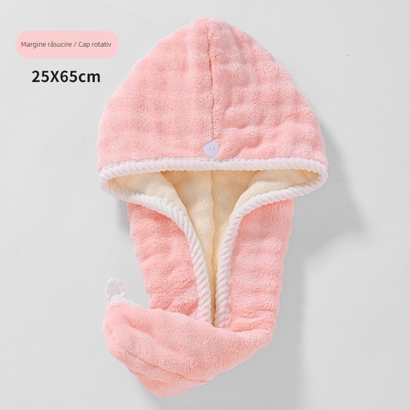 Șapcă de uscare a părului pentru femei, fleece coral, 140–169 g, tivare, marca Chuhui