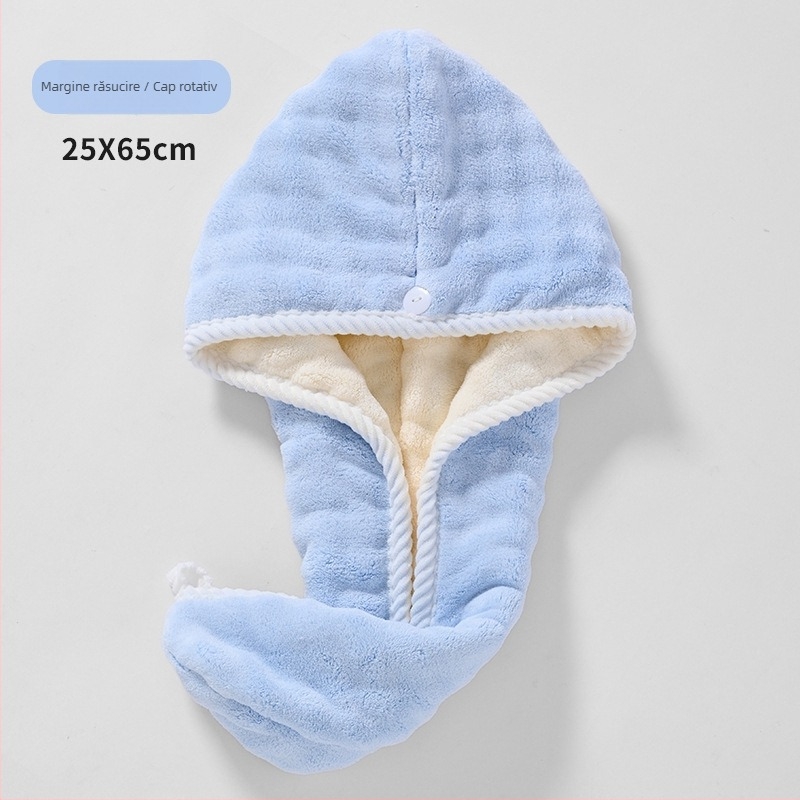 Șapcă de uscare a părului pentru femei, fleece coral, 140–169 g, tivare, marca Chuhui