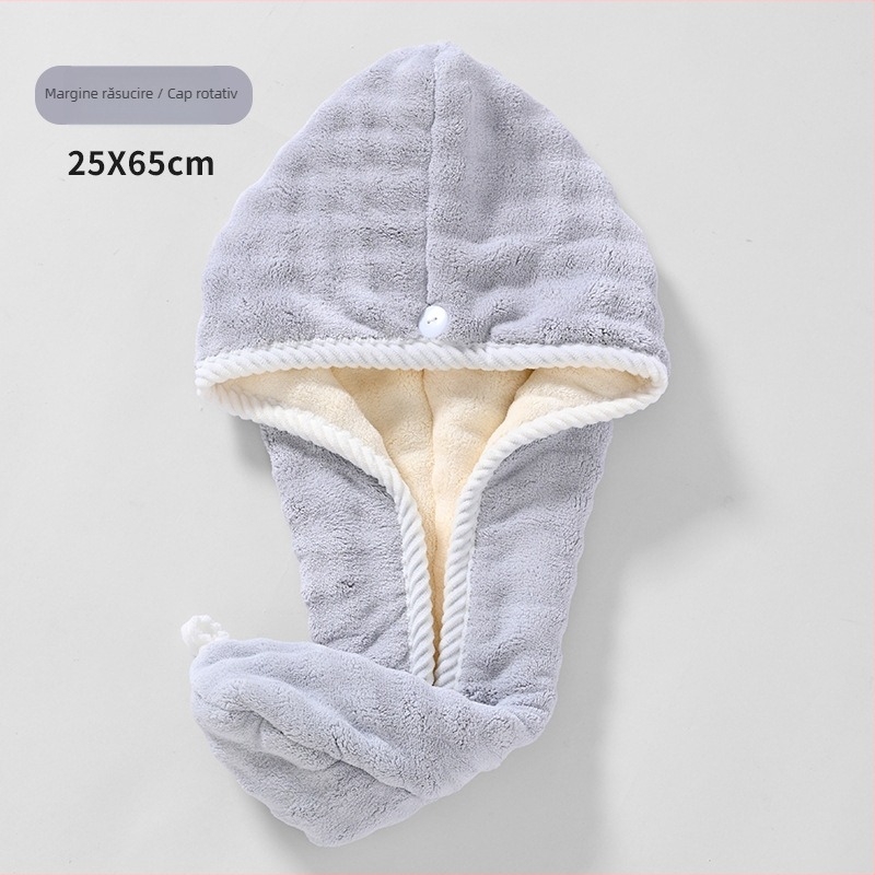 Șapcă de uscare a părului pentru femei, fleece coral, 140–169 g, tivare, marca Chuhui